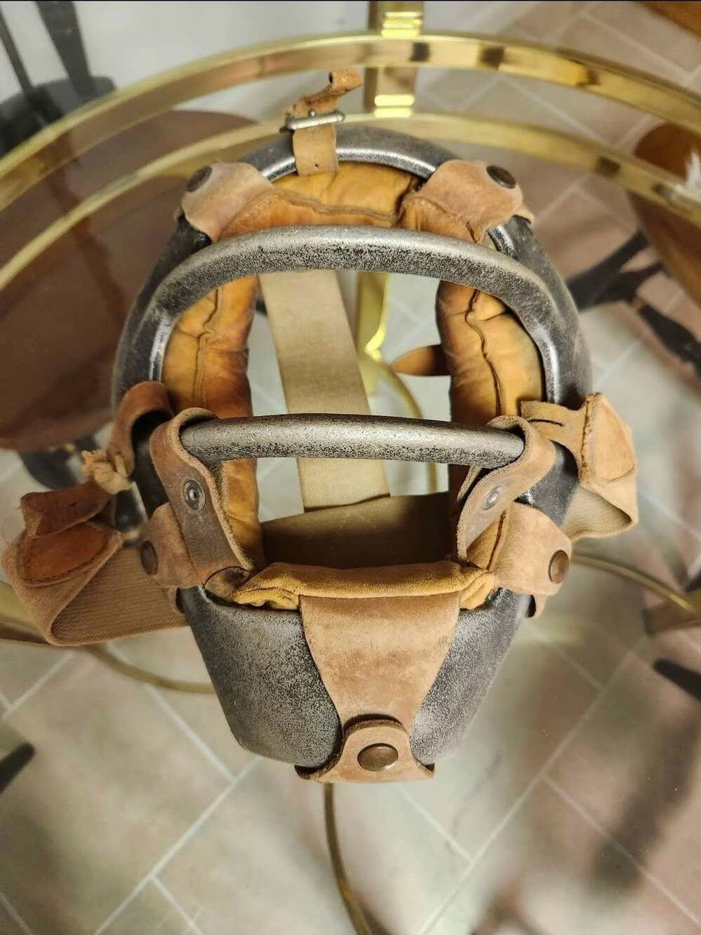 Vintage Leather And Metal Baseball Catcher's Mask